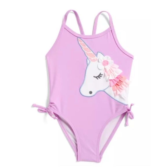Flapdoodles ToddlerLittle Girl’s In Pink Unicorn theme UPF-50 Swimsuit Sz 2T NEW - Picture 1 of 9